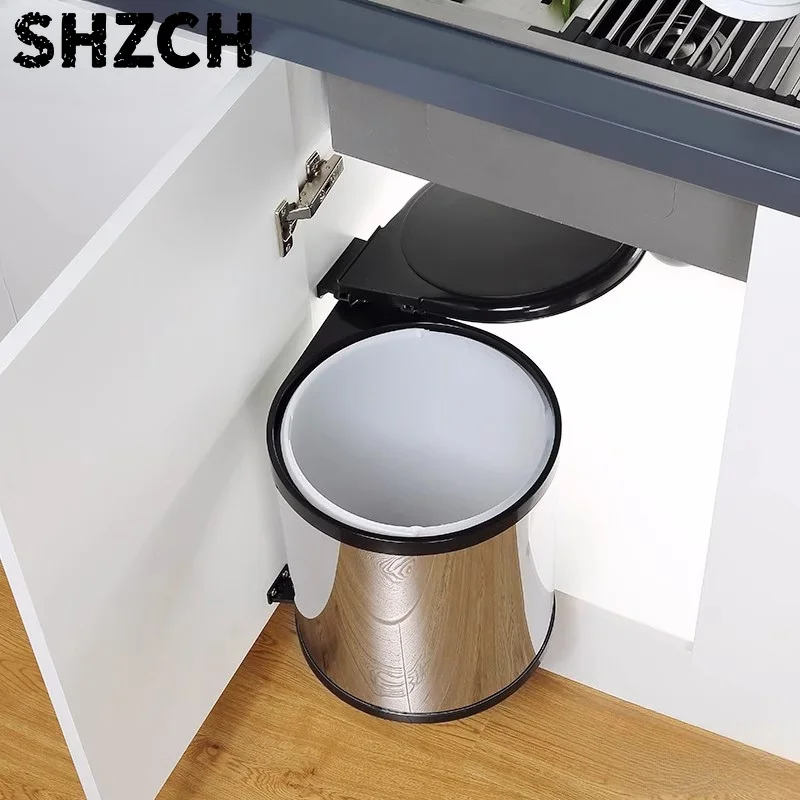 Premium Pull-Out Cabinet Trash Bin Stainless Steel Kitchen System Built-in Sink Organizer Hidden Waterproof Waste Container