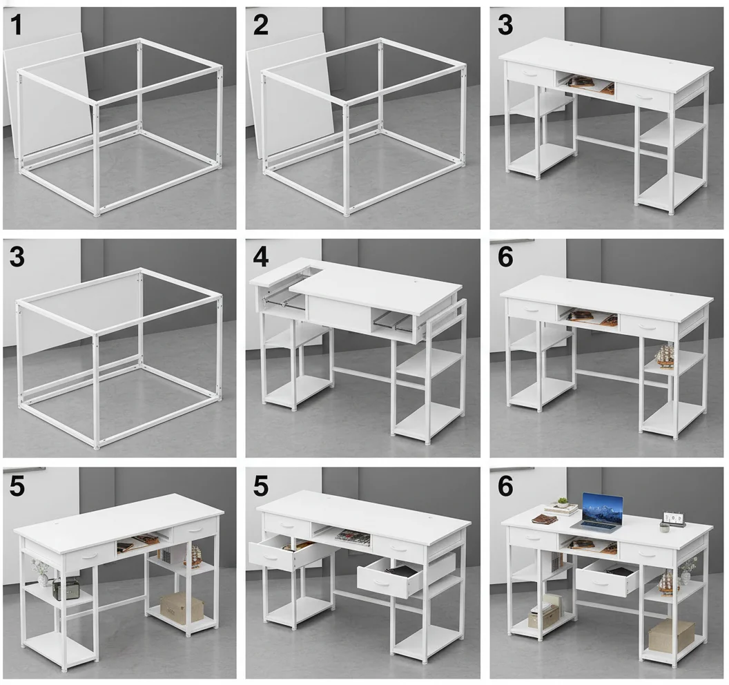 Gaming Desk with Storage Drawers, Spacious Study & Workstation Table for Dorm Rooms or Home Offices
