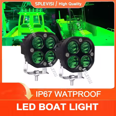 2x Marine Boat Light Boat Deck Transom Cockpit Light Waterproof Green For Yacht Fishing Pontoon Sailboat Kayak Bass Vessel 12V
