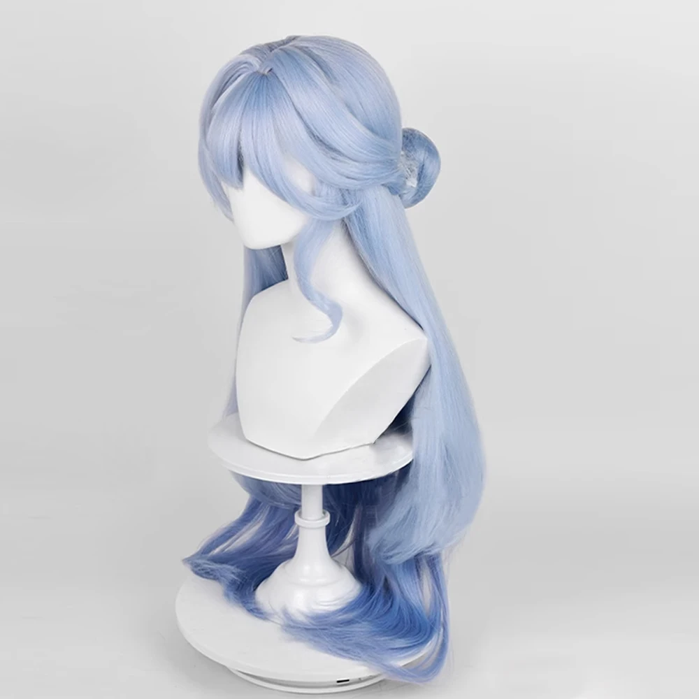 Honkai Star Rail Robin Wig Synthetic Long Straight Ombre Blue Fluffy Women Game Cosplay Hair Wig for Party