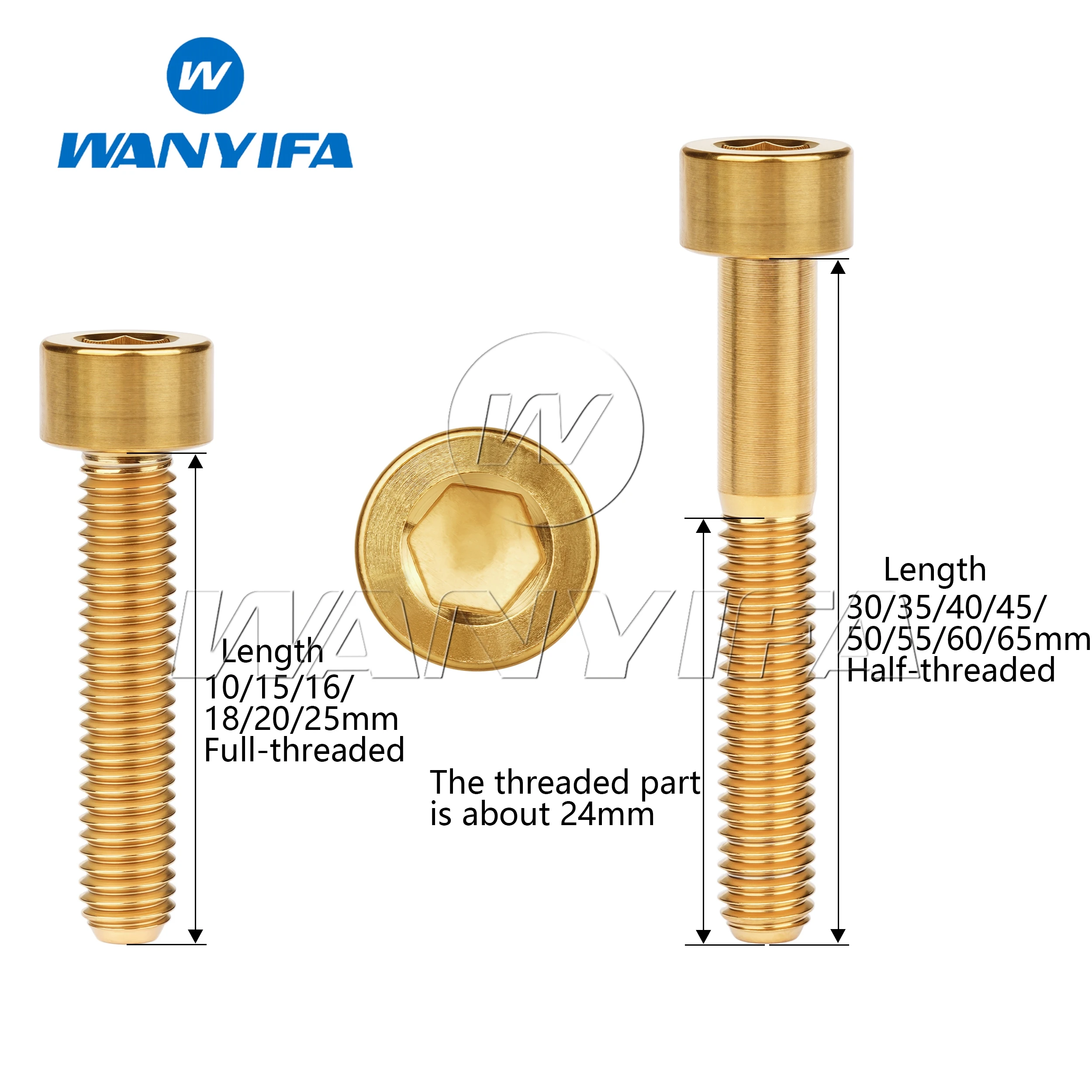 Wanyifa Titan-Ti-Schrauben M6 x 10 15 16 18 20 25 30 35 40 45 50 55 60 65 mm Schraube für Fahrrad-Headset-Bremse