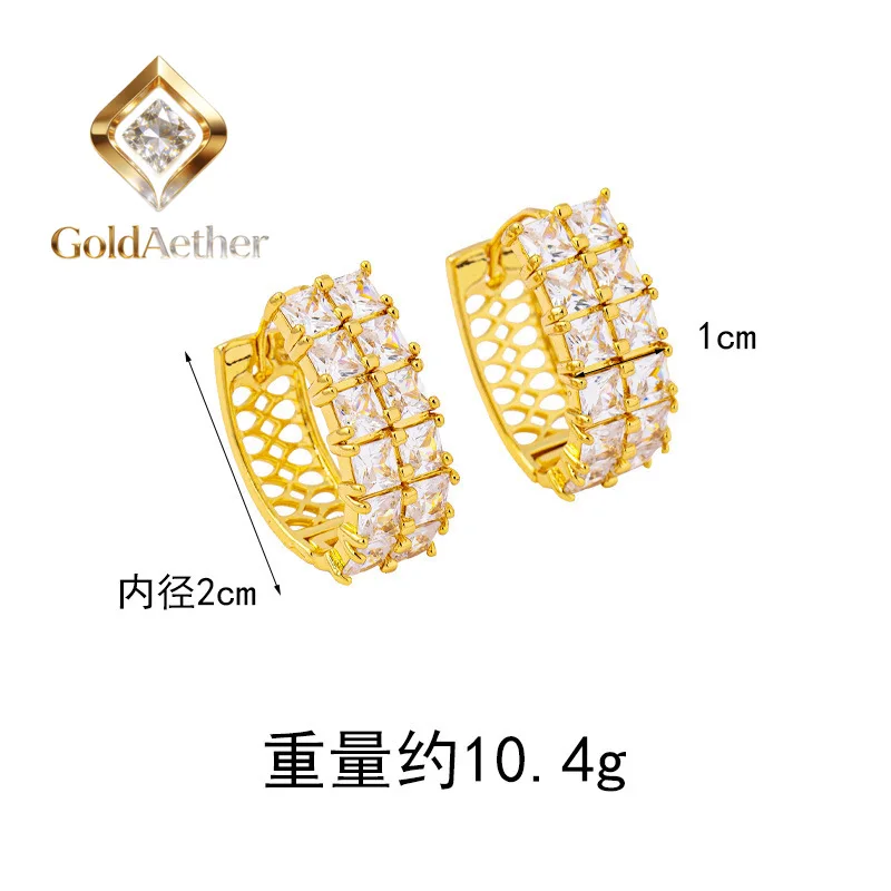 GoldAether  Luxury 24K 9999 Pure Gold real gold Women's Earrings with Diamond Buckle