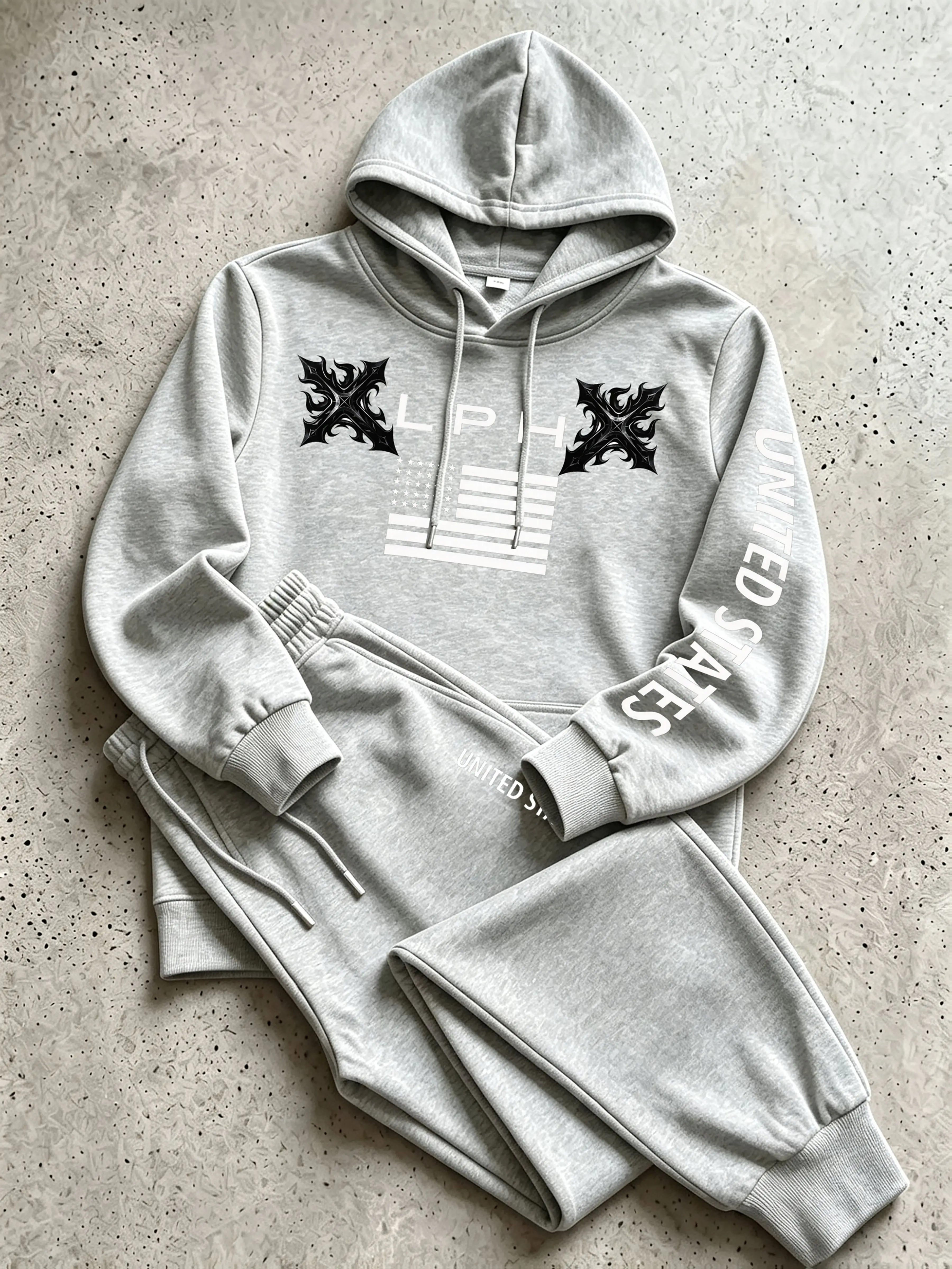 メンズニット2ピーストラックスーツセット プルオーバーフーデ - Jogger Sweatpants Men のレビューと価格