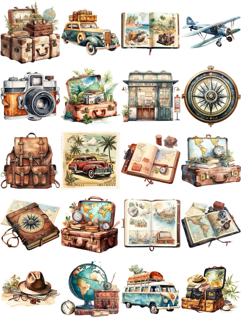 20Pcs/Pack Travel Diary Sticker DIY Craft Scrapbooking Album Junk Journal Decorative Stickers