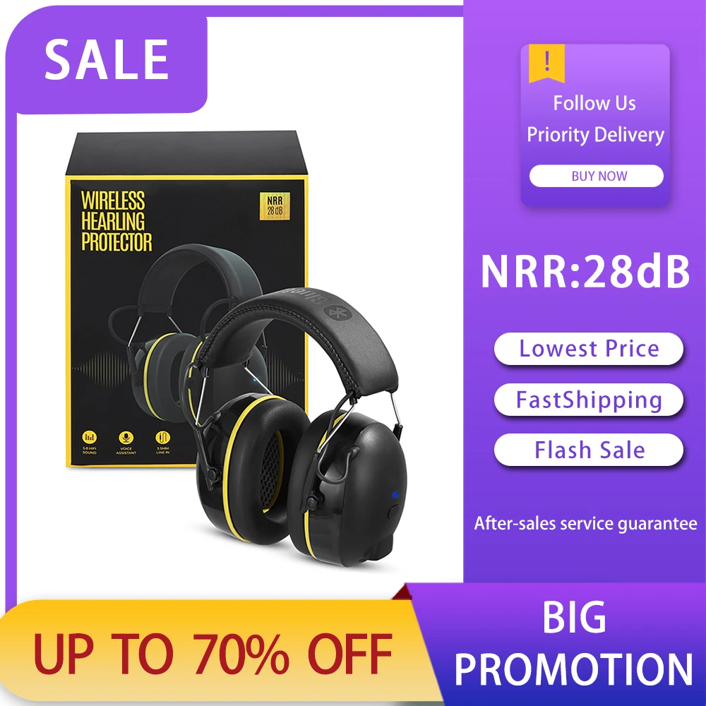 

in Stock!!!Shooting Headphones Bluetooth Protective Earmuffs Noise Cancellation Electronic Defender Tactical NRR 28db for Music