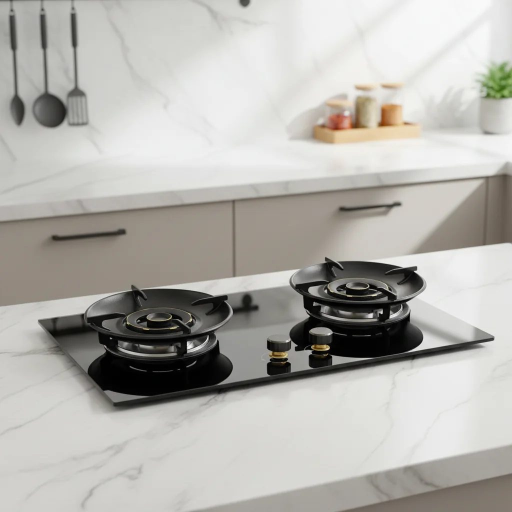 Dual-Burner Gas Hob Tempered Glass Surface A-Class Built-In Kitchen Appliance for Household Use for Hotels Restaurants