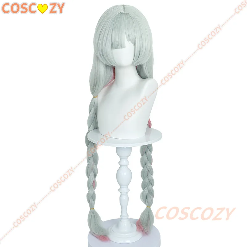 Wuthering Waves Phrolova Cosplay Pruik Lichtgroen Roze Gradiënt Dubbele Vlechten Synthetische Pruiken Voor Vrouwen Meisjes Fractsidus Halloween