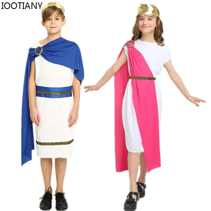 

Kids Ancient Greece Prince Princess Cosplay Costume Boys Girls Roman Greek Goddess Costumes Halloween Carnival Party Fancy Dress