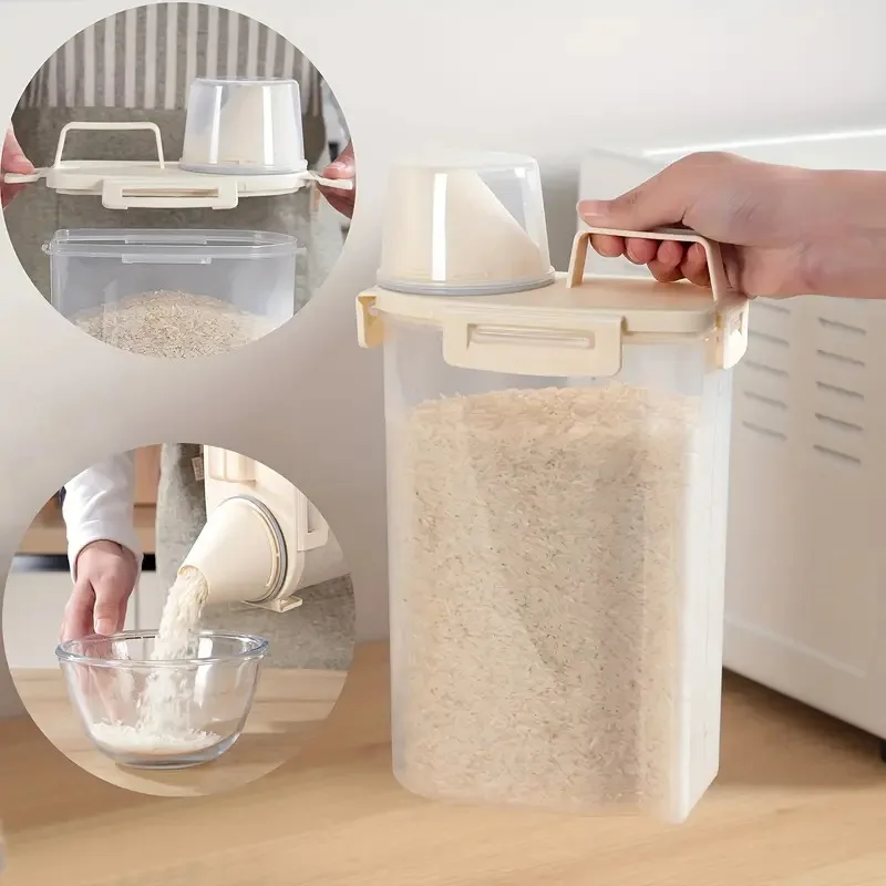 

Airtight Food Storage Container With Secure-Lock Lid BPA-Free Plastic Clear Stackable Leakproof For Dry Foods Flour Rice