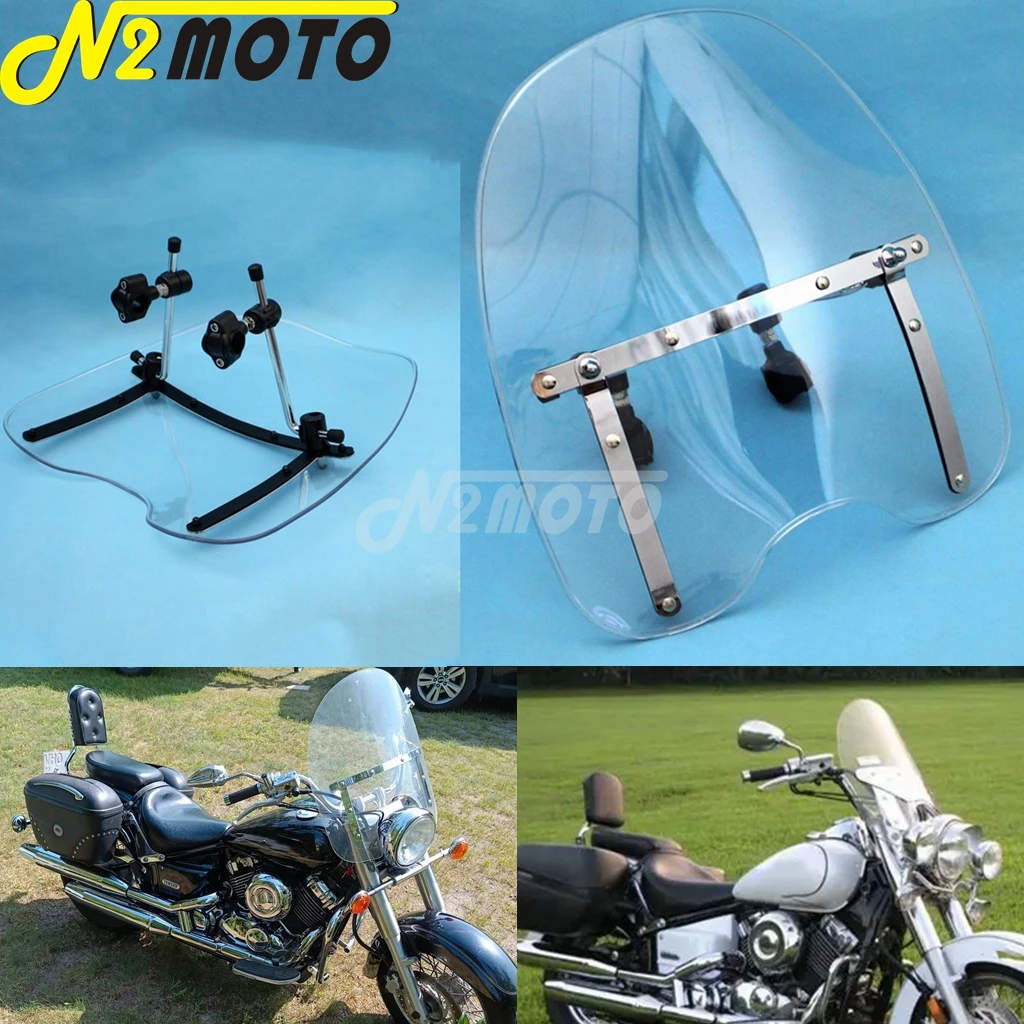 

Motorcycle Windscreen 18x16" Wind Deflector For For Yamaha V Star 650 1100 Classic Custom Cruisers Standard Windshield Protector