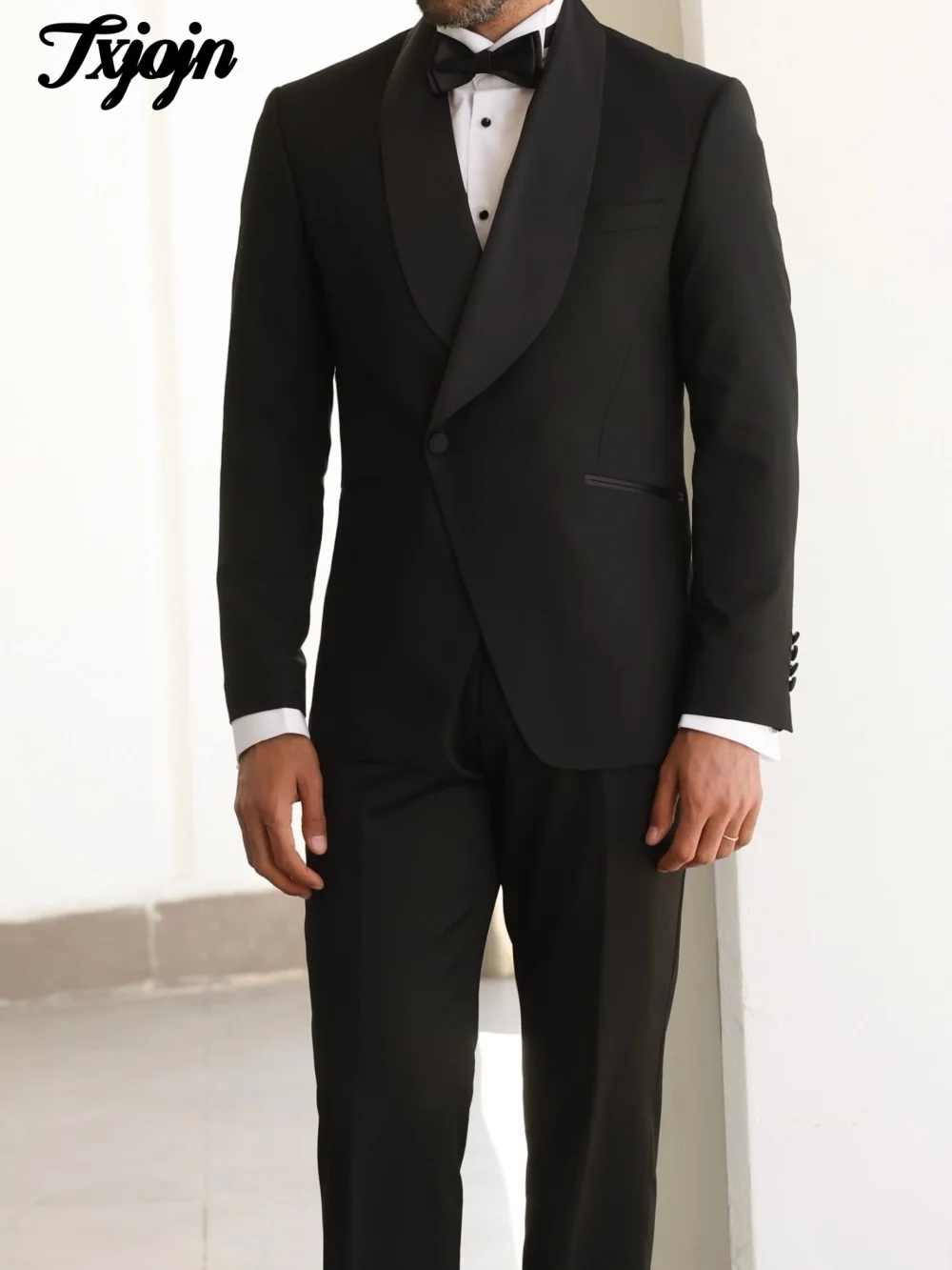 Elegant Single Breasted Men Suit Set 2PCS 2025 Classic SLapel Men Suit For Best Man Formal Solid Color Suit Trajes For Hombr