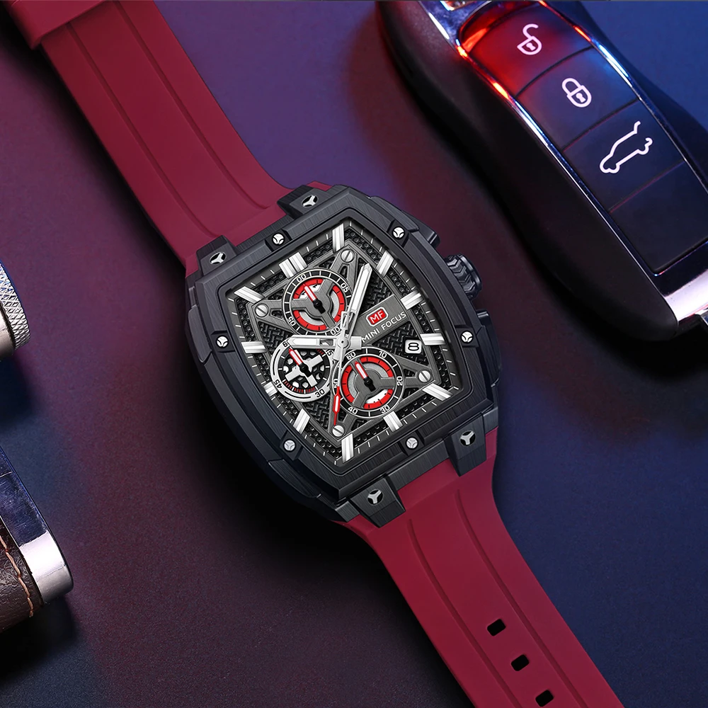 MINI FOCUS Fashion Multifunctional Quartz Watch for Men Calendar
