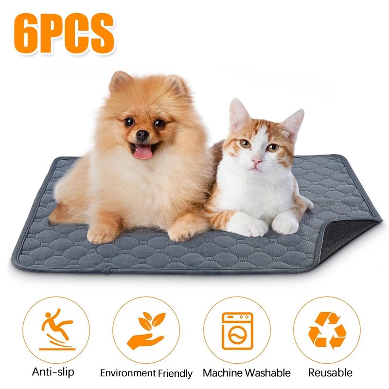 

6PCS 60x45cm Dog Pee Pads Puppy Training Pee Pads Reusable Absorbency Diaper Machine Washable Pet Bed Urine Mat