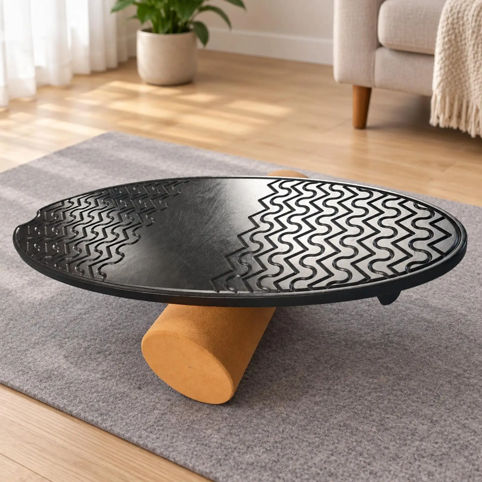 Fish-Shaped Land Paddling Balance Board Low-Impact Balance Board with Cylindrical Roller Surf for Skill Training Warm-Ups,