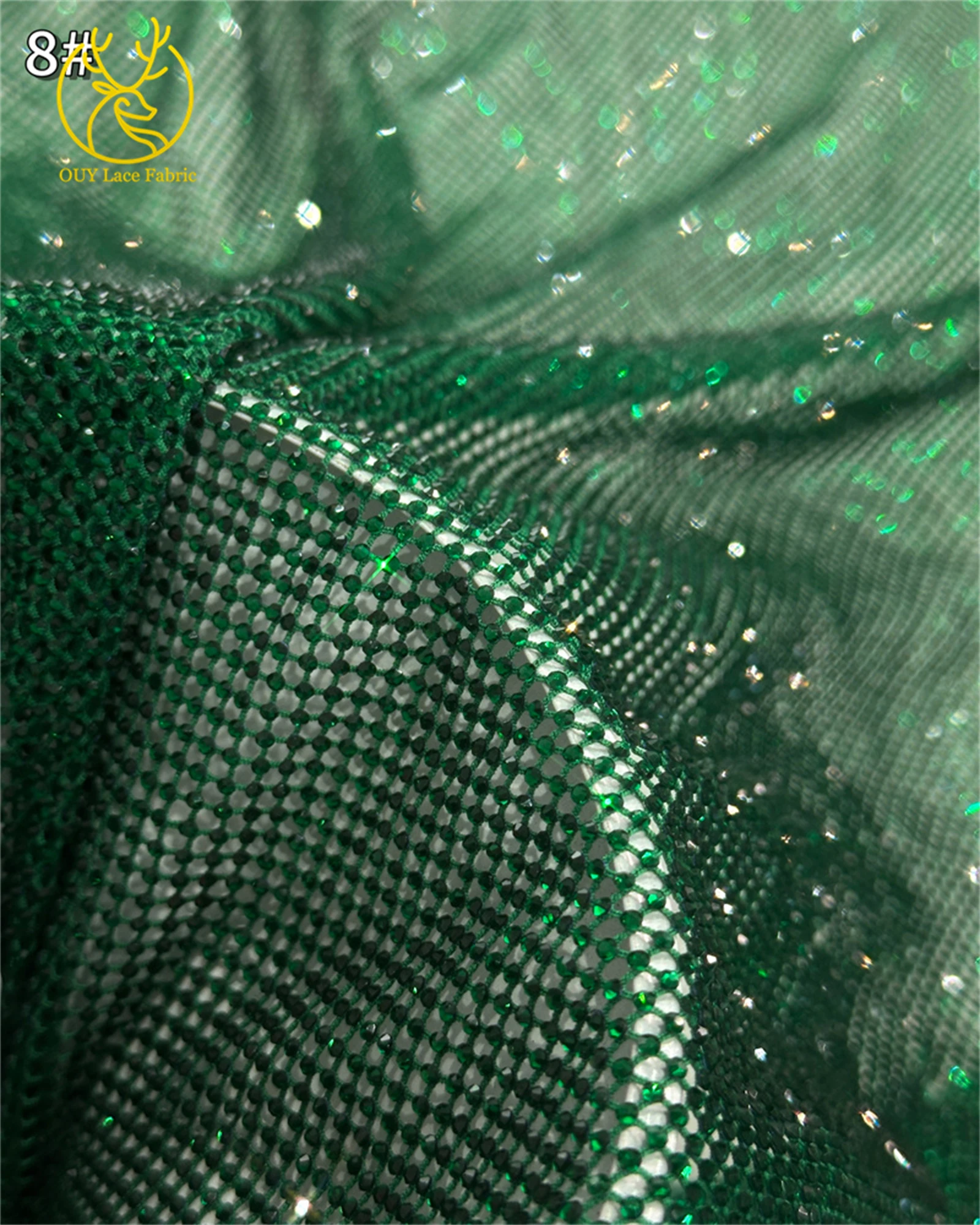 Luxury Silver High-end Stone Embroidery French Handmade Full Stone Patchwork Elastic Mesh Lace Party Evening Wedding Mesh Fabric