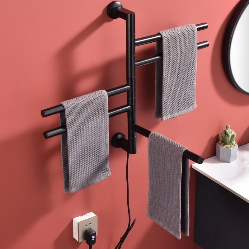 304 Stainless Steel Electric Heated Towel Rail Antibacterial Heat Towel Rack Multilayered Clothes Warmer Waterproof for Bathroom