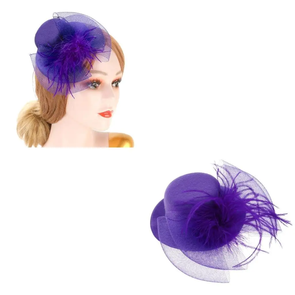 

652F 1920-е годы Заколка для волос в форме цилиндра с перьями Свадебная заколка для невесты с хвостиком