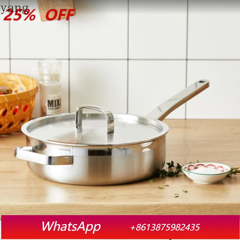

LMM three-layer stainless steel pan flat bottom uncoated non-stick frying pan