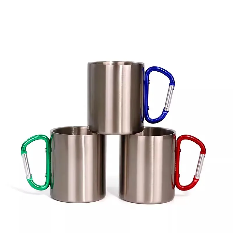 DIY 300ML Metal Cup Personalize Print Image Logo Text Mountaineering Buckle Stainless Steel Hiker Outdoor Travel Drink