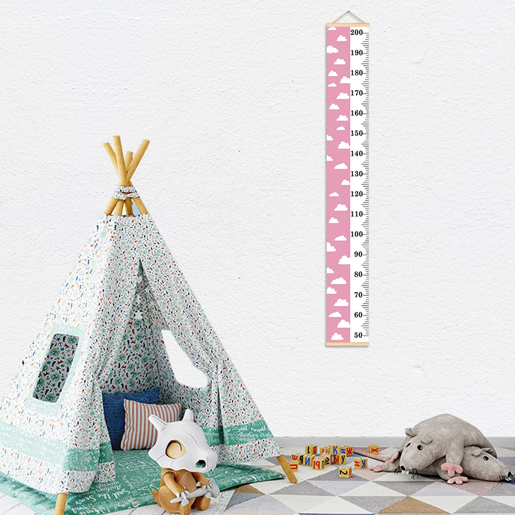 

Growth Chart Height Ruler Wall Sticker Waterproof Canvas For Nursery Bedroom Decor White Cloud Pink
