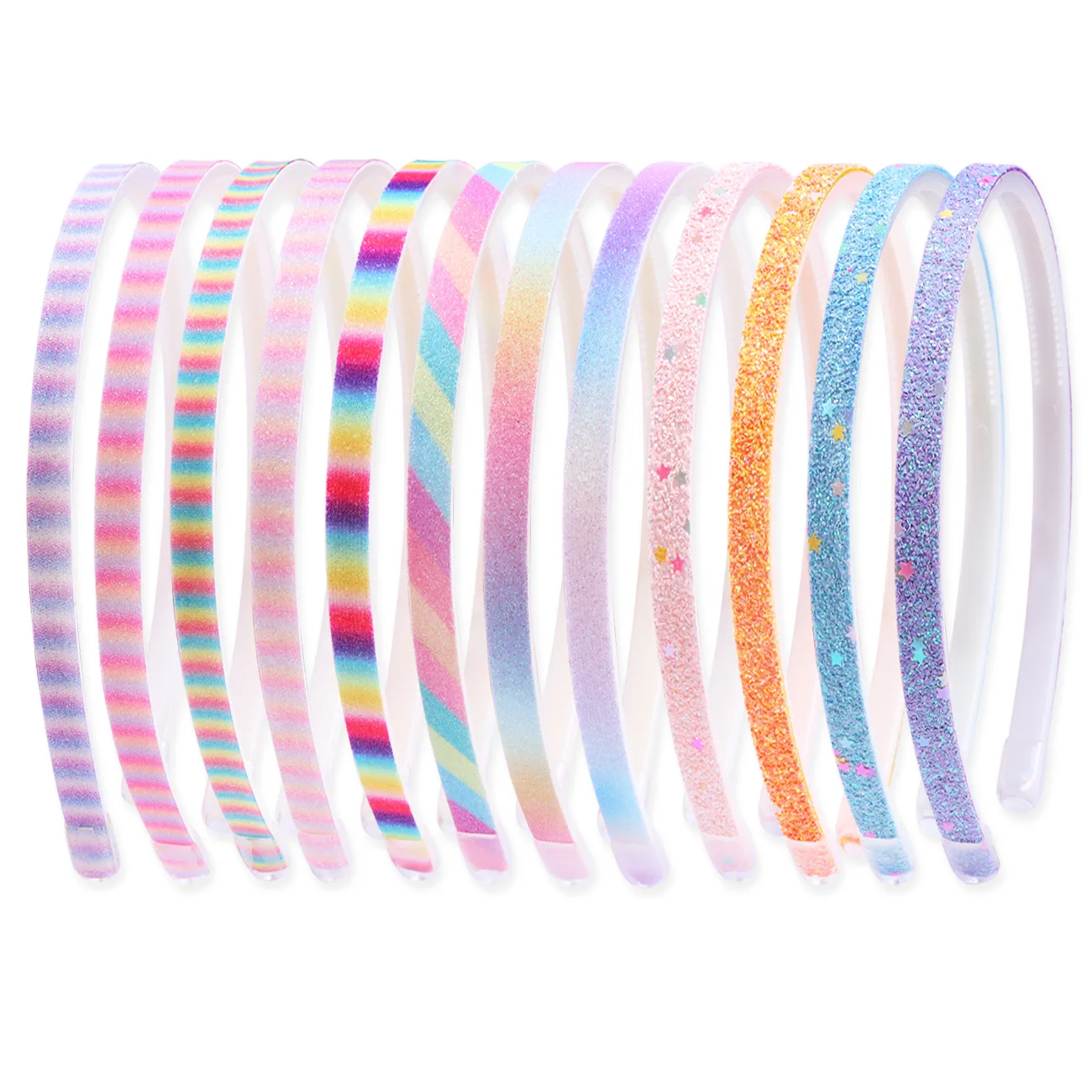 Glitter Headbands Colorful Plastic Headbands with Teeth Sparkle Headbands for Girls and Women