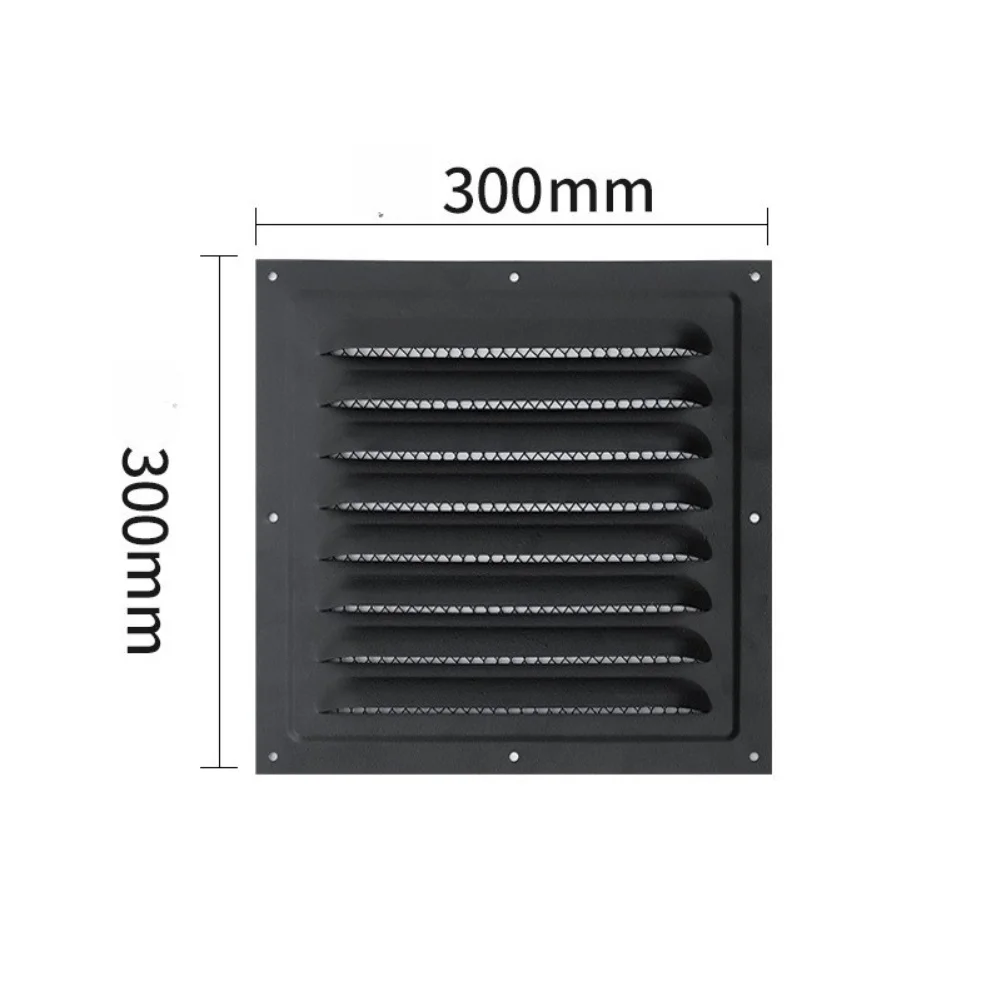 Metal Exterior Wall Louver Vent 25/30cm Black Rain Cover Grille with Enhanced Airflow and Heat Dissipation Function