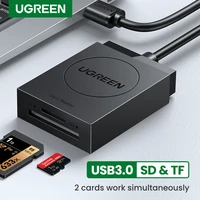 UGREEN-lector de tarjetas 2 en 1, adaptador de tarjeta de memoria, USB 3,0, USB-C, OTG a SD, Micro SD, TF, para ordenador portátil, PC, Windows, Linux