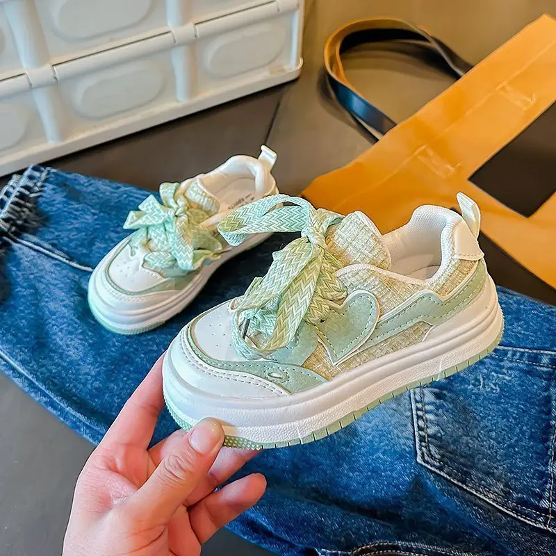 2026 Spring Summer Cute Kids Girls Breathable Casual Sneakers Thick Sole Versatile Fashion Skate Shoes
