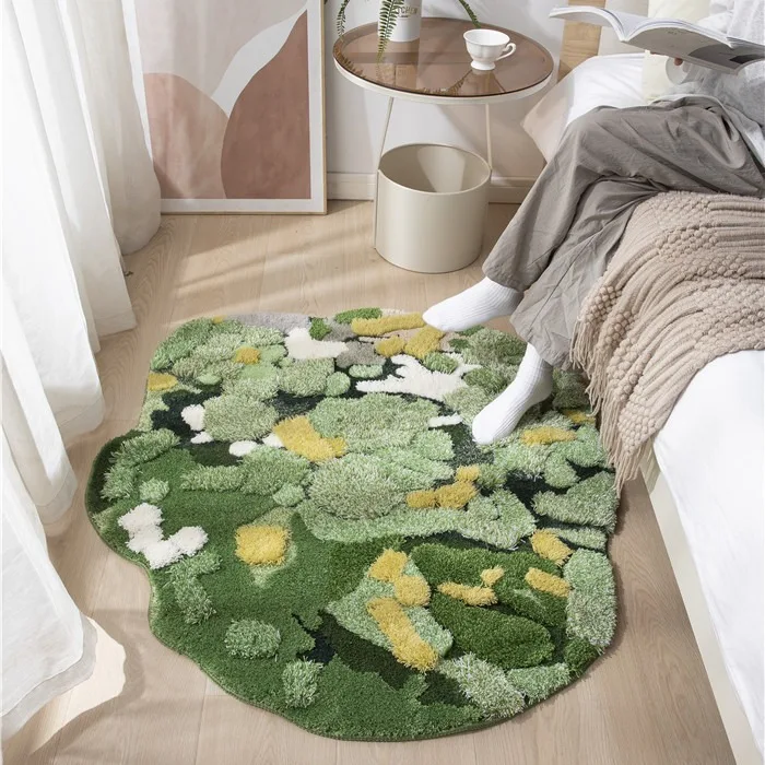 

Woven acrylic carpet floor mat creative special-shaped Mori art blanket designer living room bedroom bedside mat