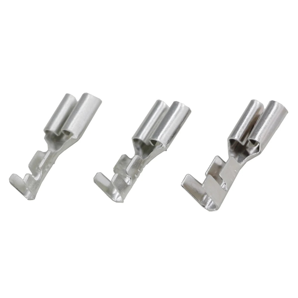 Terminal de crimpado hembra de latón estañado para coche, Conector de cable de latón para relé DJ623-E6.3A/B/C, Serie 100, 6,3 Uds.
