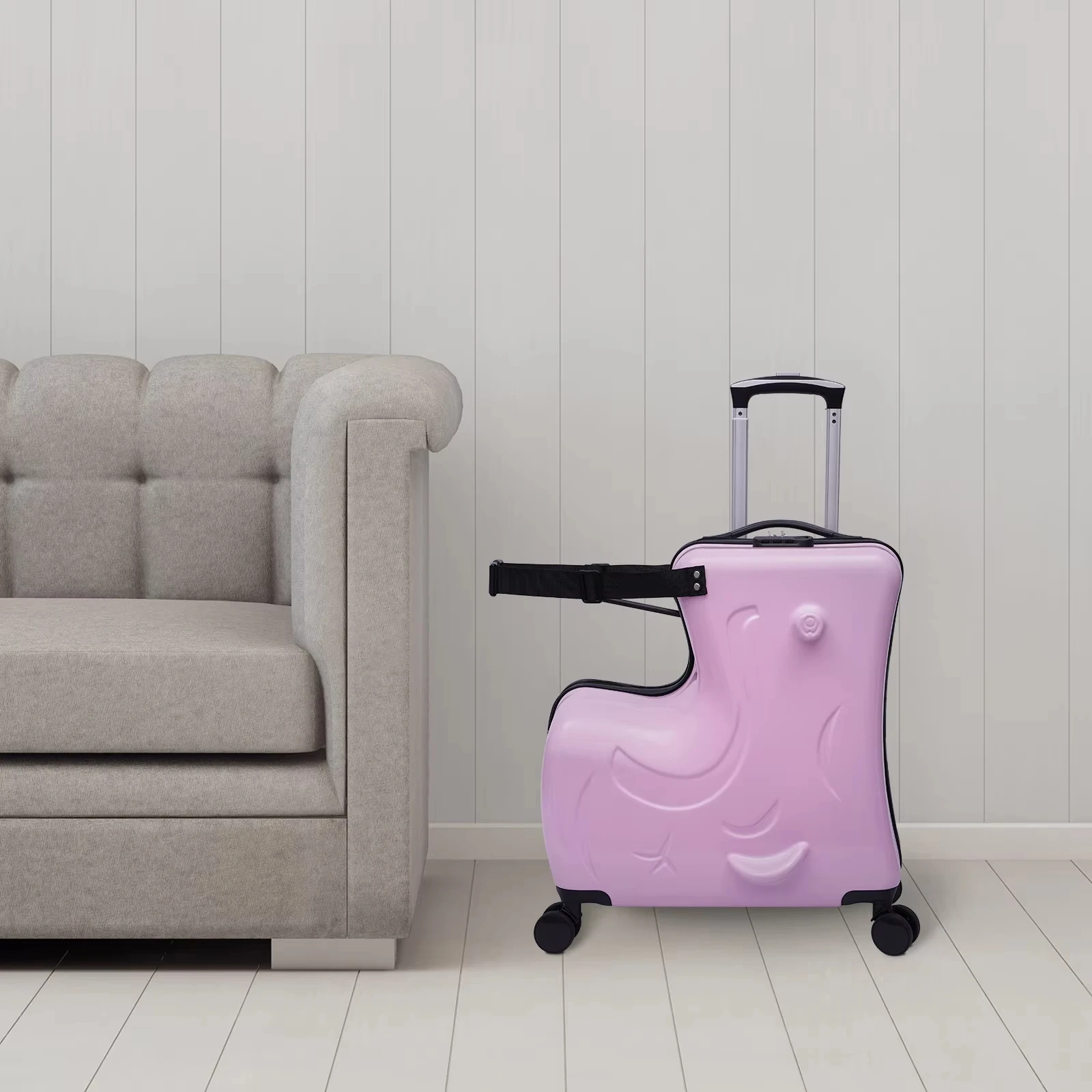 Pink Ride On Suitcase for Kids 20 Inch Horse Shaped Luggage with 3 Digit Password Lock 30kg Capacity Ages 3-6