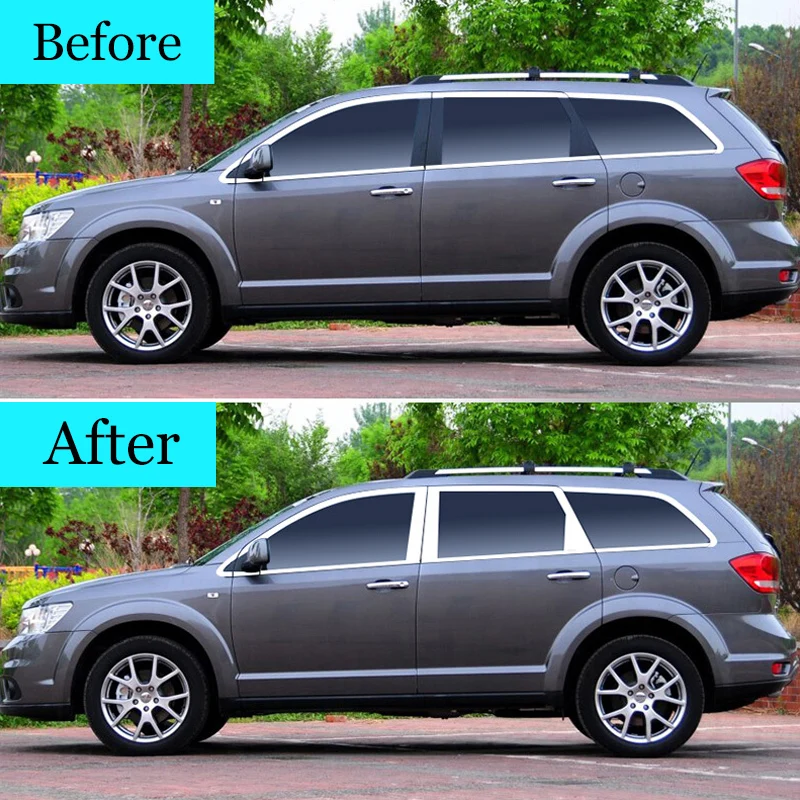 Stainless Steel Exterior Accessories For Dodge Journey Fiat Freemont Car Door Window Chrome Pillar Posts Cover Trim 6PCS