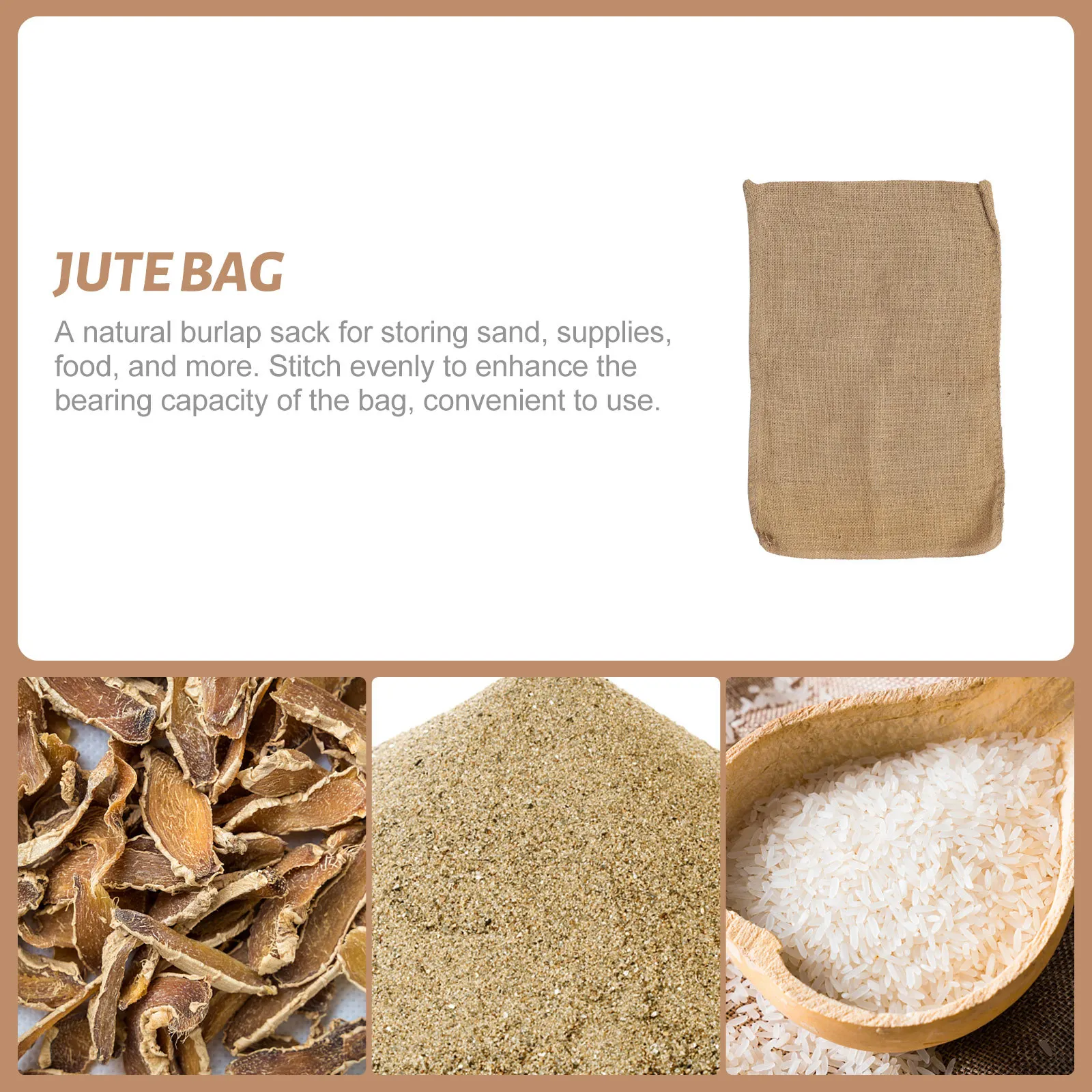 3개입 중량급 황마 가방 홍수 방지용 내구성 있는 주트 저장 자루 식품 곡물 모래 용품 생분해성