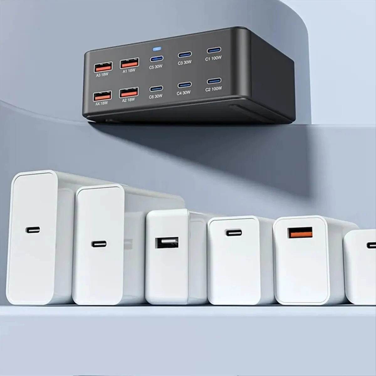 Super Sale 330W USB C GaN Charger 100W PD3.0 PPS QC3.0 Multiport Fast Charging Station for IPhone 16 for Samsung Macbook US PLUG