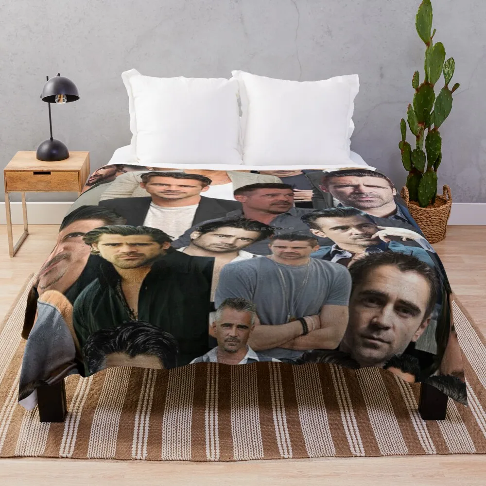 

colin farrell photo collage Throw Blanket Furry Blankets Luxury Brand Blanket