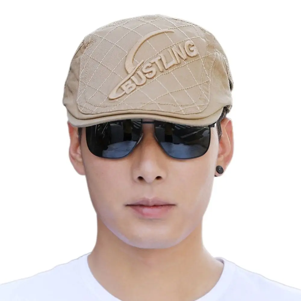 Fashion Breathable Berets Hat UV Protection Adjustable Peaked Cap Cotton Summer Cabbie Flat Cap Men