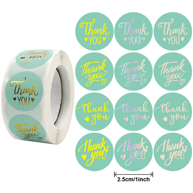 500pcs Round Labels Kraft Paper Thank You Sticker Dragees Candy Bag Flower Gift Box Cake Boxes And Packaging Wedding Stickers