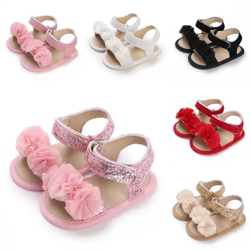 0-18M Summer Fashion Girl Baby Flower Sandals Soft Cloth Sole Comfortable Baby Shoes Anti slip First Step Shoes