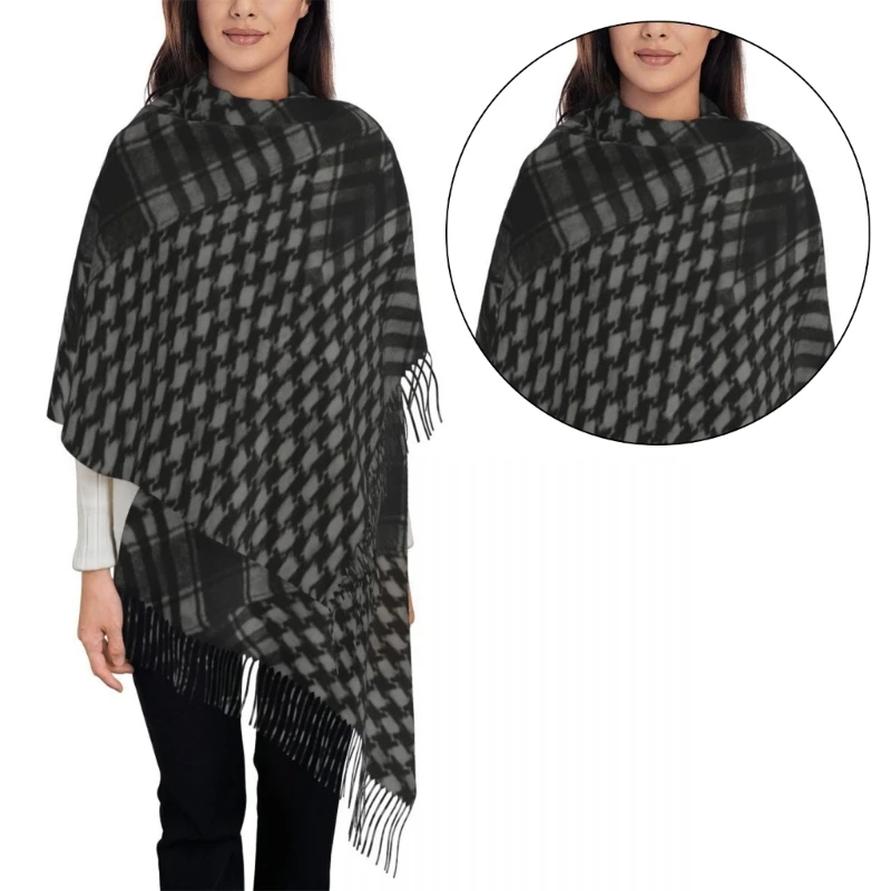 Khăn trùm đầu kiểu Houndstooth của người Hồi giáo dành cho ngoài trời nóng bỏng Keffiyeh có tua rua dành cho nam giới trong các