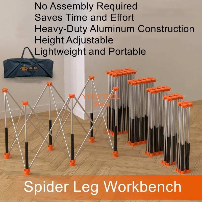 Spider Leg Workbench - Heavy-Duty Aluminum Alloy Folding Frame for Woodworking Multi-Functional Masonry Support Stand