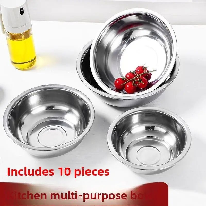 

Stainless Steel Multi-Purpose Bowl for Restaurant Soup Bowl Home Vegetable Bowl Commercial Seasoning Bowl Egg Beater Bowl