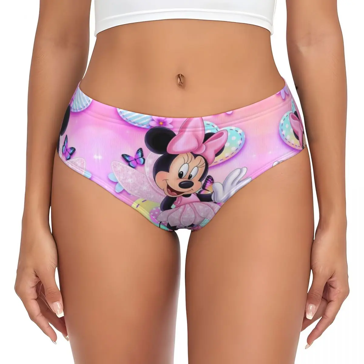 Custom Women\'s Cartoon Cute Kawaii Mickey Mouse Minnie Panties Comfort Briefs Underwear