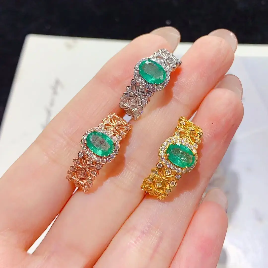 

Кольцо с натуральным изумрудом, винтажное кружевное филигрань, стерлинговое серебро 925 пробы, элитные ювелирные изделия в дворцовом стиле