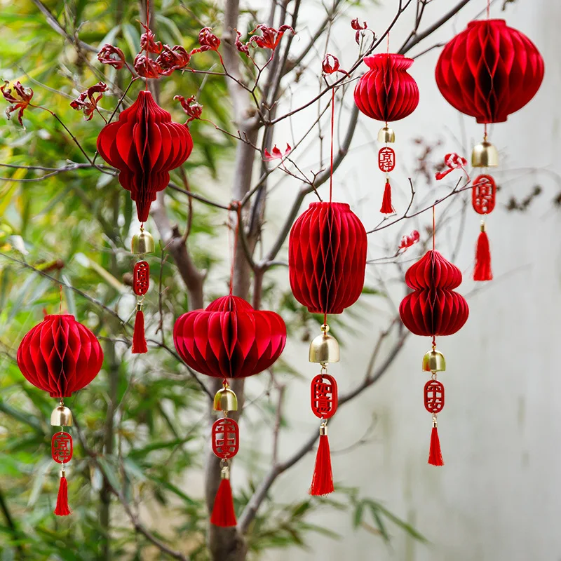 

2026 Honeycomb Lantern Hanging Decor, 3D Origami Red Festival Lantern for Chinese New Year Scene Decoration