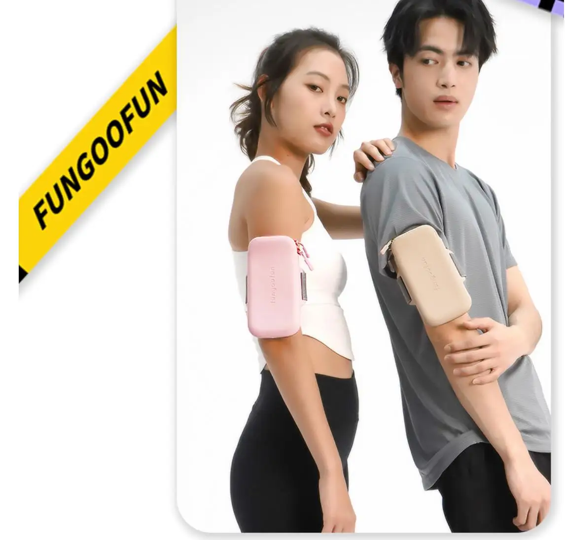 Fungoofun Arm Bag Men's Women's Running Phone Arm Bag Couples EVA Cycling Fitness Sports Waterproof Wrist Bag