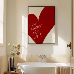 1 Piece Frameless Red Love Heart How Lucky Are We Poster Canvas Painting Modern Print Wall Art Bedroom Home Decor Valentine Gift