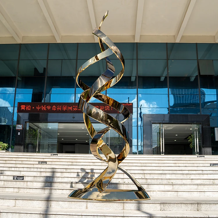 #￥Customizable Modern Electroplating Gold 2.5 M Metal Crafts Outdoor Garden Decor Stainless Steel Abstract Sculpture