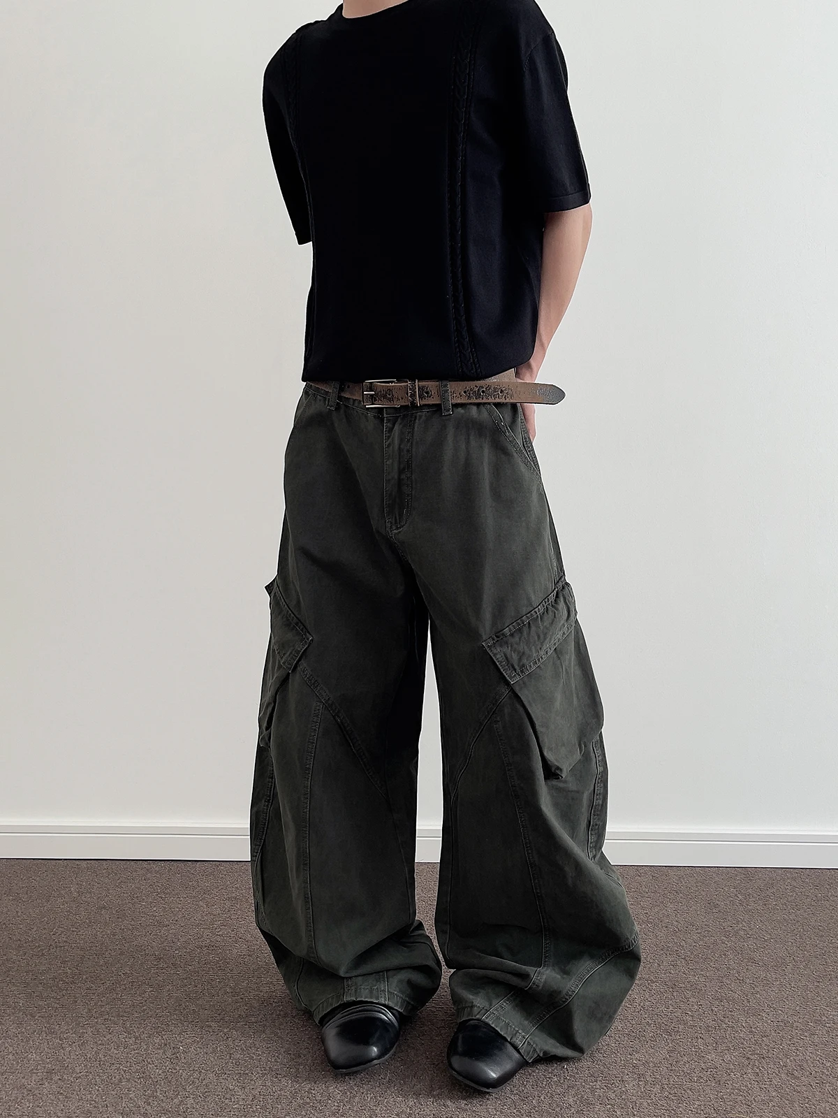 

Мужские рабочие брюки PUEE American Retro CleanFit Deconstructed Knife Straight Leg Pants Large ket Youth Leisure Sle