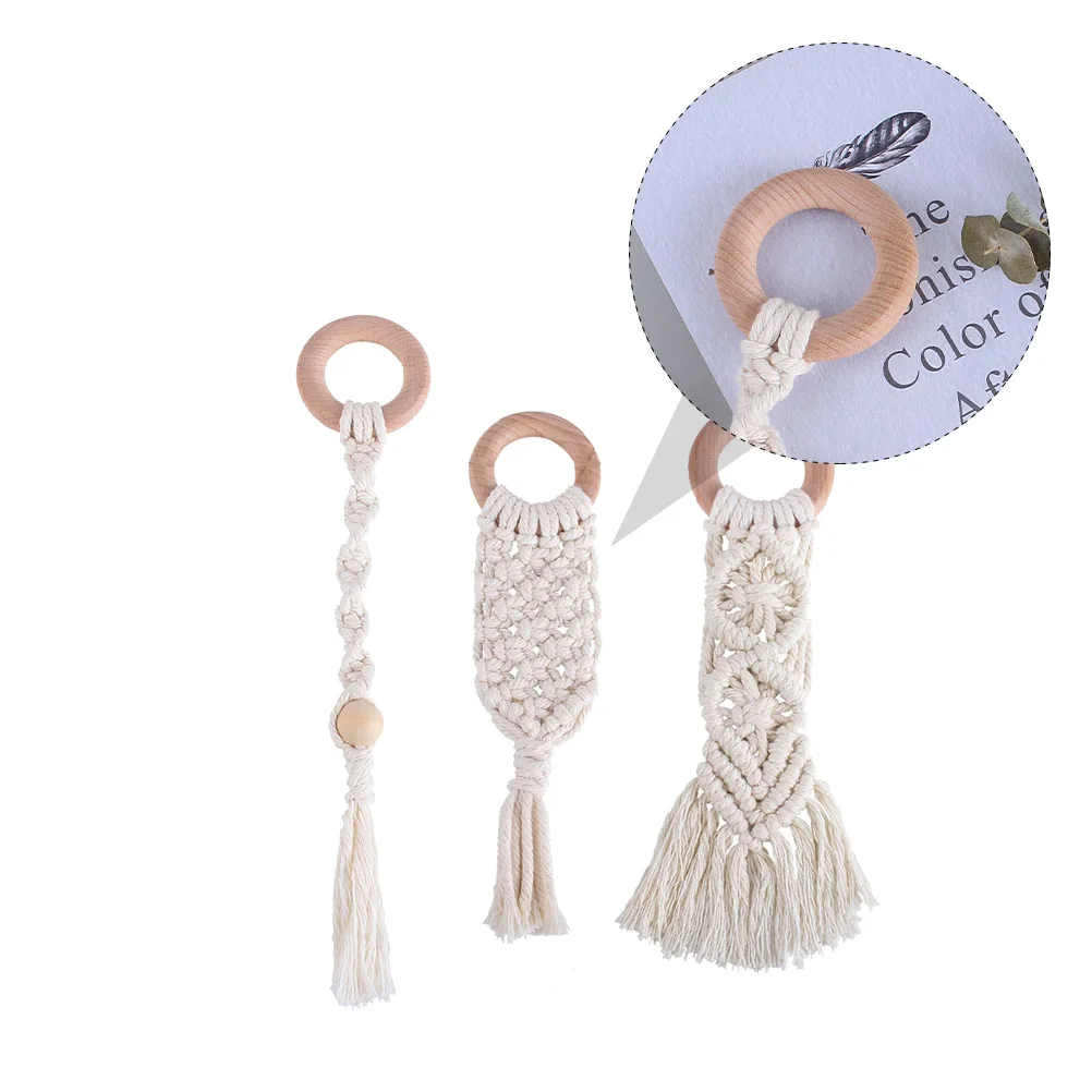 

3Pcs Baby Molar Rod Hand Woven Cotton Rope Teeth Grinding Teether for Baby Chewing Molar Rod Hand Woven Teether