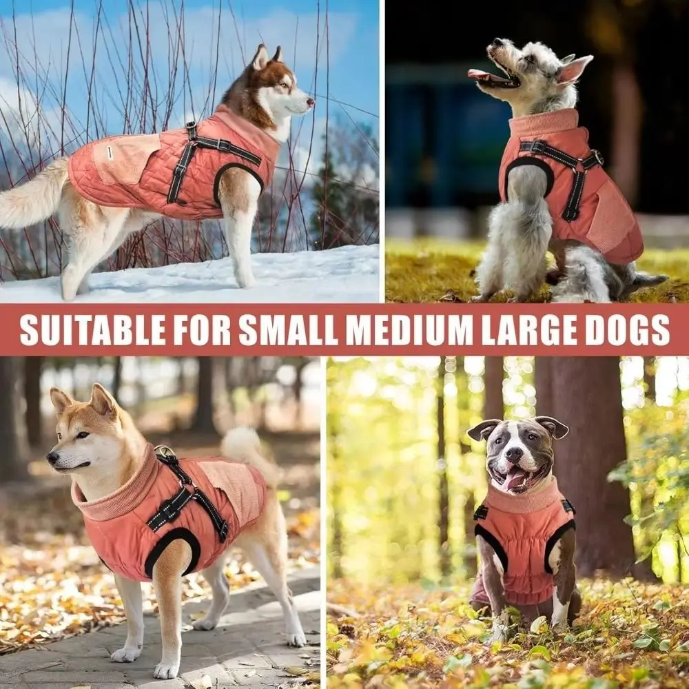 

Fashion Adjustable Back Winter Dog Jacket Reflective Warm Dog Cotton Jacket Thickened Waterproof Pet Down Coat Cold Weather